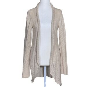 Roxy Women's Beige Open Front Duster Cardigan Sweater Knit Size Small Boho‎ Long